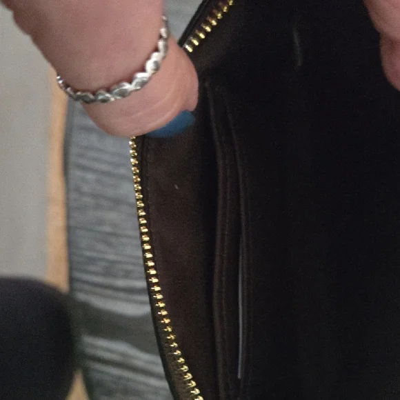 Coach Walnut and Black Signature Canvas Wristlet - Picture 2 of 3